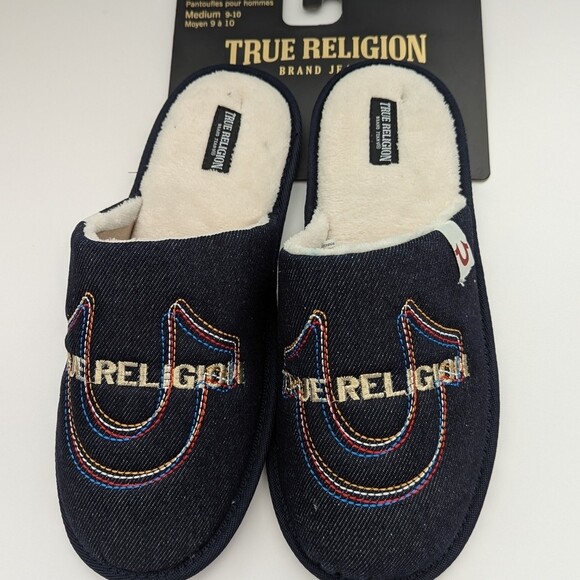 NWT True Religion Men\'s (Size Medium 9-10) Denim Slide-In  Slippers main image 7